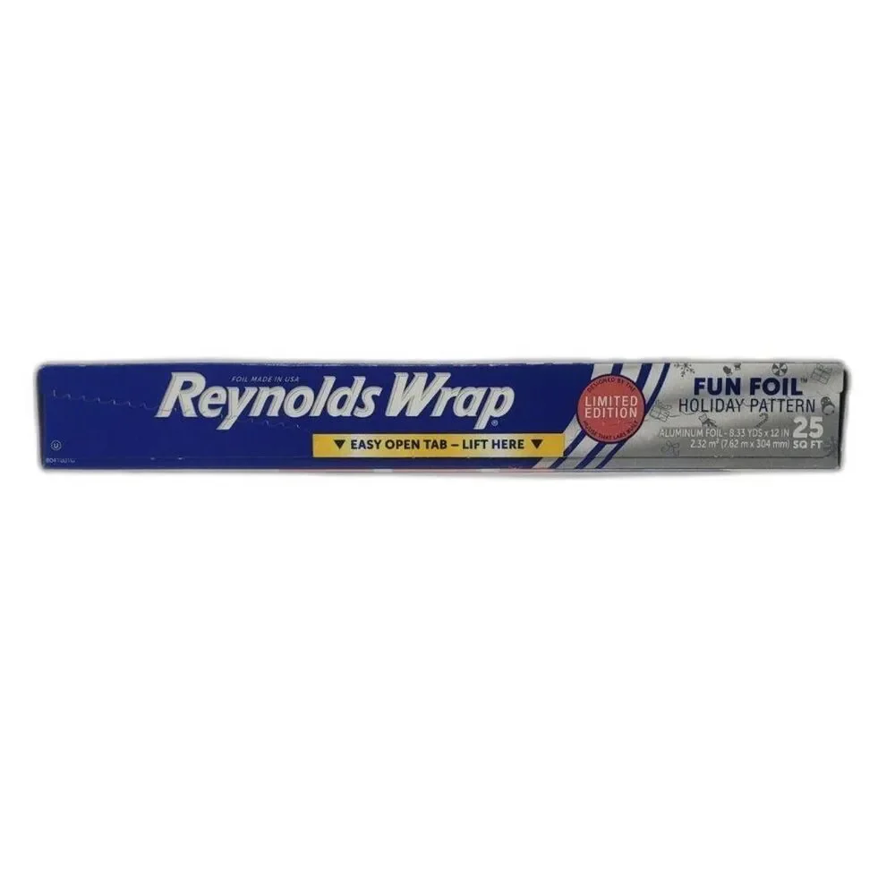 Reynolds Wrap Fun Foil Holiday Pattern Aluminum Foil Roll 25 Sq Ft USA Made